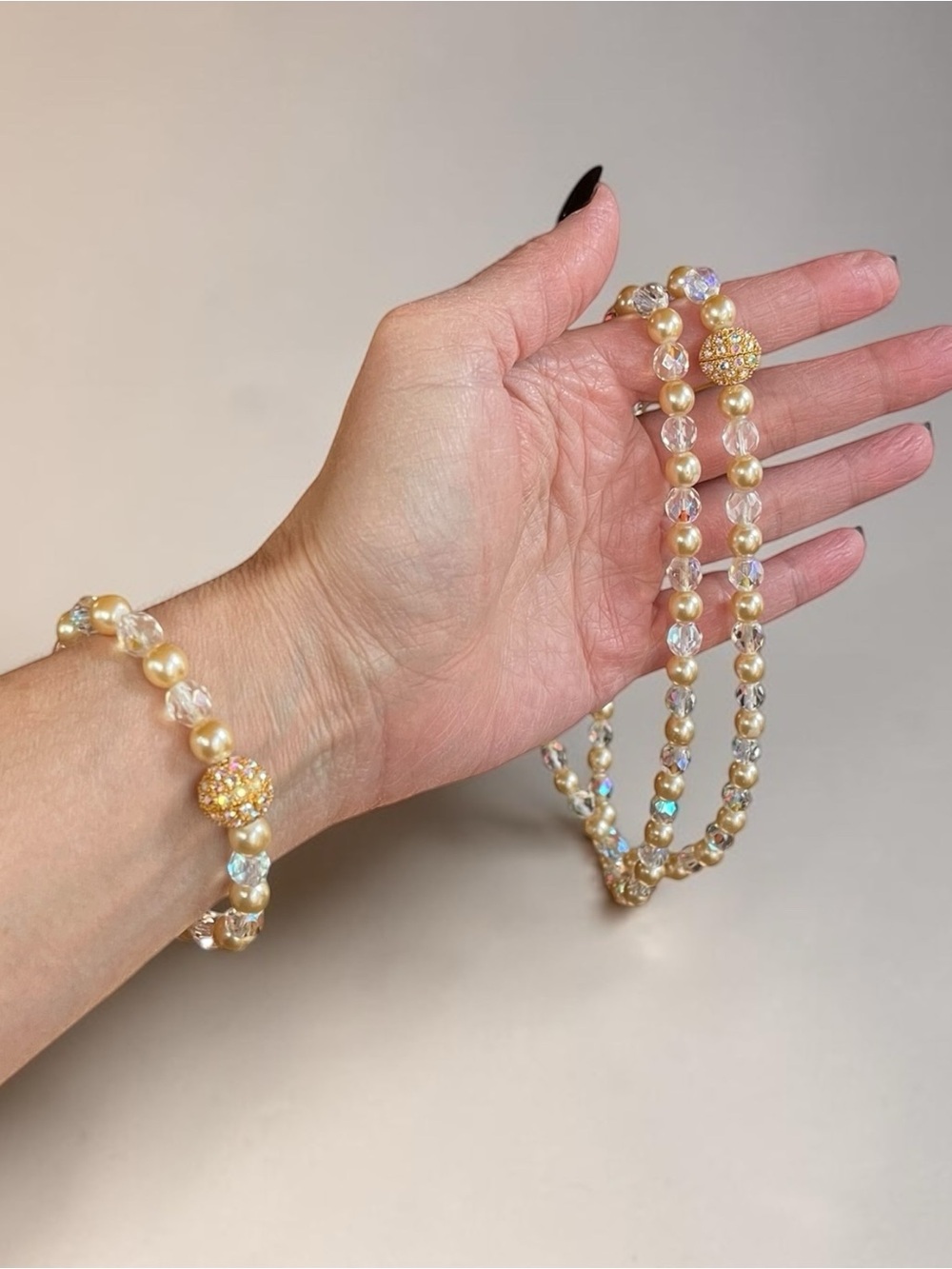 Joan Rivers Faux Pearl Crystal Convertible Necklace Bracelet Set